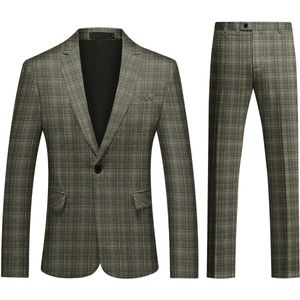 Allthemen Heren Pak Print - Enkel Knops Middensplit - Tweedelig pak - S