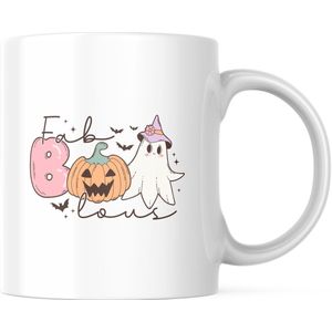 Halloween Mok met tekst: Fab Boo Lous | Halloween Decoratie | Grappige Cadeaus | Grappige mok | Koffiemok | Koffiebeker | Theemok | Theebeker