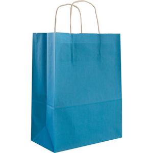 50x papieren tassen blauw (turquoise) - 18x8x24cm (A5)