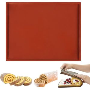 28×36cm - Zwitserse roltaartmat - Flexibele siliconen bakplaat - Antiaanbakbakplaat - Siliconen bakplaat - Bakgerei - Keukengerei - Geschikt voor het maken van Zwitserse broodjes - Bruin