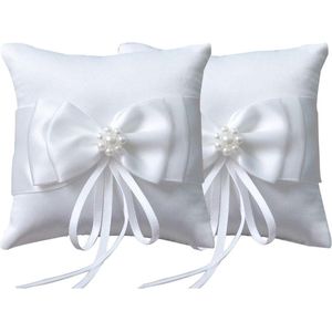 Witte ringhouders trouwringkussen - huwelijksdecoratiecadeau - Eén maat .