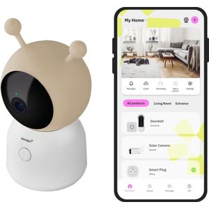 omajin Baby Camera - IP-camera - Babycam - 2K HD - Pan & Tilt - Bewegingsmelder - Nachtzicht - Tweerichtingsaudio - incl. 64GB MicroSD-kaart - Wit