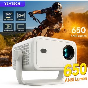 Yemtech® Mini Beamer – Mini Projector - Thuisbioscoop - Draagbare Beamer - 1080p Full HD – 650 ANSI Lumen – Android 11 – WiFi – Bluetooth – Automatische Focus