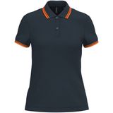 Kariban Gestreepte damespolo korte mouwen K273 - Navy / Orange - L