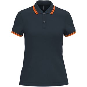 Kariban Gestreepte damespolo korte mouwen K273 - Navy / Orange - L
