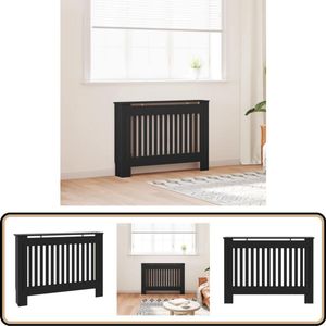 vidaXL Radiatorombouw - Zwart - MDF - 112x19x81,5 cm Radiatorombouw - Radiatorkast - Mdf Kast - Zwarte Radiatoromhulling - Decoratief Radiatorbehuizing
