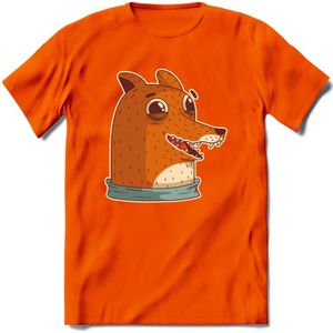 Lachende vos T-Shirt Grappig | Dieren honden Kleding Kado Heren / Dames | Animal Skateboard Cadeau shirt - Oranje - 3XL