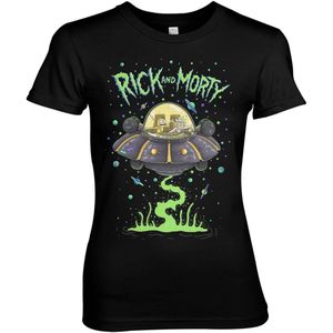 Rick And Morty Spaceship Girly Tee Damen T-Shirt Black-S