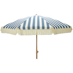 4goodz Parasol met Volant 200 cm - Blauw/Wit gestreept