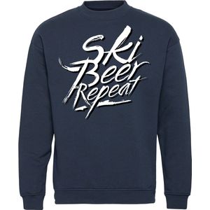Sweater Ski Beer Repeat | Apres Ski Verkleedkleren | Ski Pully Heren | Foute Party Ski Trui | Navy | maat M