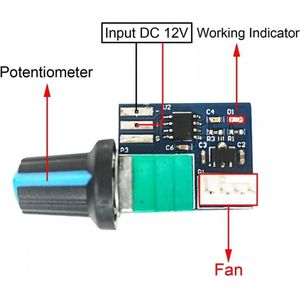 PWM Fan Control DC 12V 4 Wire Thermostat Speed Controller with Switch