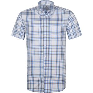 State of Art - Shortsleeve Overhemd Blauw Geruit - Heren - Maat XL - Modern-fit