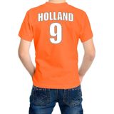 Oranje supporter t-shirt - rugnummer 9 - Holland / Nederland fan shirt / kleding voor kinderen 146/152