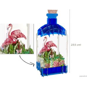 Popcards popupkaarten – Super 3D Verjaardagskaart 2 Roze Flamingo’s Vriendschap Trouwen Samenwonen Felicitatie Vakantie Vogels Flessenpost Message in a Bottle pop-up wenskaart