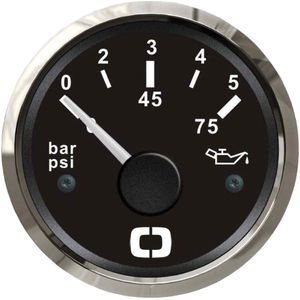 Osculati 12/24V zwarte Oliedrukmeter 0-5bar / 0-75psi Ø51mm gatmaat | 27.321.10