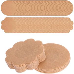 80 stuks Nipple Covers - Tepelbedekkers - Tepelbeschermers - Non-woven tepelbedekkers - Ronde en bloemvormige vormen - Comfortabel om te dragen - Tepelbedekkers voor jurken, halterjurken, jarretels - Beige