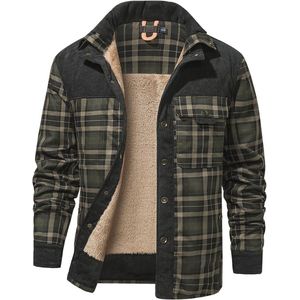 Heren flanellen jas met bontvoering en fleece