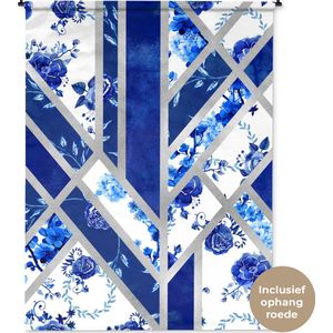 Wandkleed - Wanddoek - Delfts blauw - Patroon - Luxe - 150x200 cm - Wandtapijt