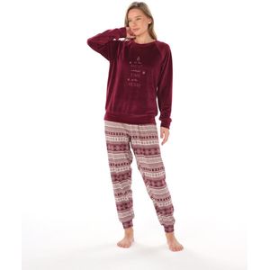 Feyza - Fluwelen Dames Pyjama Set, Lange Mouwen - S