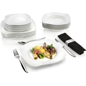 tafelservies Avalon, 18-delige serviesset voor 6 personen, servies in gewelfd design voor de stijlbewuste fijnproever