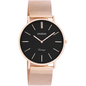 OOZOO Vintage series - rosé goudkleurige horloge met rosé goudkleurige metalen mesh armband - C9925 - Ø40