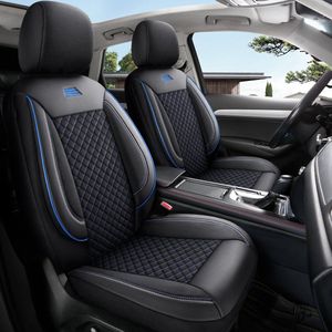 Autostoelhoezen voor Peugeot 407 2004-2011 | Set van 2 | AIS202 | Zwart met blauwe stiknaden