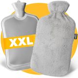 XXL kruik met hoes 3,5 liter - Pasper warmwaterkruik - 8 uur warmte - grijs - kruikzak - cadeau voor vrouw, vriendin en verjaardag - moederdag cadeautje