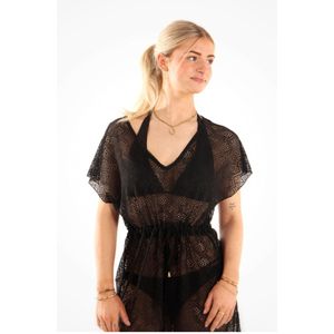 Donne del sole - Strandtuniek Carmen- Zwart - Maat L - Strandjurkje