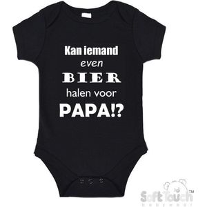 100% katoenen Romper ""Kan iemand even bier halen voor papa!?"" Vader Vaderdag Papa Unisex Katoen Zwart/wit 62/68