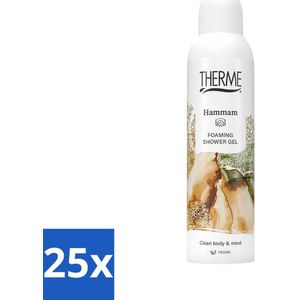 25 x Therme - Hammam - Schuimende Douchegel - Verfrissend - Verzorgend - 200ml - Oosterse Geur - Cederhout - Kruiden - Bergamot - Vegan