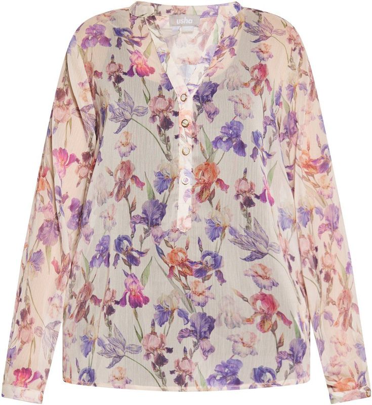 Blouse - Bloemenprint - Blouseshirt - Lange Mouwen - Normale Pasvorm