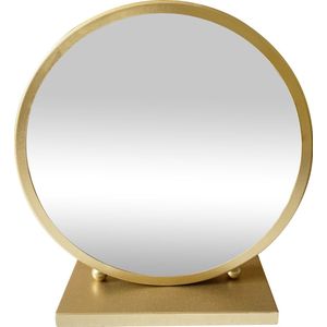 LW Collection Tafel spiegel goud 30x32 cm metaal - spiegel tafel - industrieel - woonkamer gang - badkamerspiegel - make up spiegel