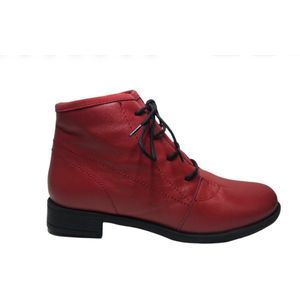 Manlisa veter/ rits effen hoge lederen comfort schoenen W132-256 rood 36
