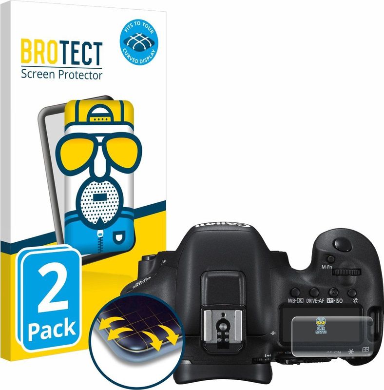 BROTECT - Screenprotector voor Canon EOS 7D Mark II (Schouderdisplay) - Folie Beschermfolie matte volledig dekking (2 Stuks)