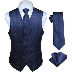 Paisley gilet voor heren met stropdas en pochet - Perfect voor bruiloften en zakelijke gelegenheden, maten XS-6XL