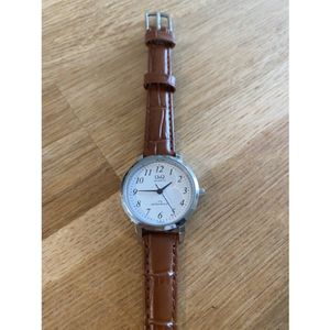 Horlogeband -dames-12 mm-bruin leder-juweliers kwaliteit -mooie klassieke print -anti allergisch