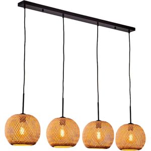 MANDEE.NL - Pelle Bamboe Rechthoekig Hanglamp 4-lichtbronnen - Scandinavisch,Bohemian - Hanglampen Eetkamer, Slaapkamer, Woonkamer