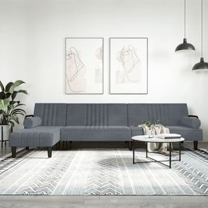 The Living Store L-vormige Slaapbank - Donkergrijs Fluweel - Inklapbaar - Stevig Frame - Comfortabele zitervaring