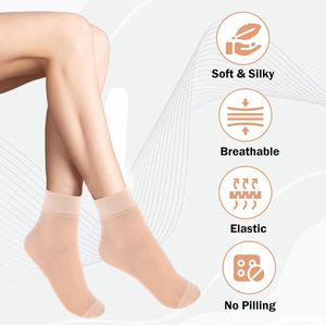 Allecto Premium - 12 paar ademende nylon sokken dames 20D korte fijne sokken lengte sokken (huidskleur) - One size - comfortabel en dun materiaal