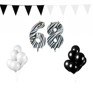 68 jaar Verjaardag Versiering Pakket Zebra