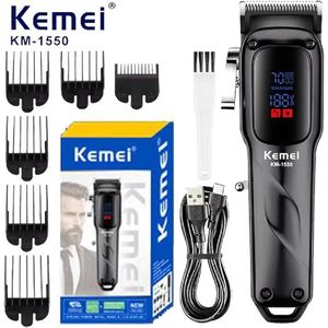 Kemei PRO KM-1550 Professionele Tondeuse voor Mannen LED Display Draadloze USB lader Haar Tondeuse