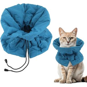 Allecto Plus - Herstelhalsband voor Katten met Verstelbare Zacht Nekbeschermer - Ademend en Lichtgewicht - Waterdicht - Blauw - Alternatief voor Kittenkegels - Stop Likken - Maat M.