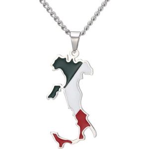 Ketting | Italië | Kaart | Zilverkleurig | Vlag