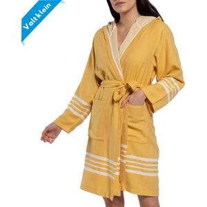 Hamam Badjas Sun Mustard Yellow - L - korte sauna badjas met capuchon - ochtendjas - duster - dunne badjas - unisex - twinning