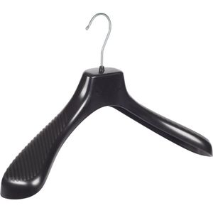 De Kledinghanger Gigant - Mantelhanger - Kostuumhanger - Jassenhanger - Volwassenen - GP42 - 20 Stuks - Kunststof - Zwart - Gebogen Model - Schouderverbreding 7 cm - 42 cm - Kledinghanger - Kleerhanger - GP-Serie (GP42_00/20)
