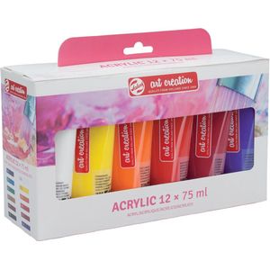 Talens Art Creation acrylverf tube van 75 ml, set van 12 tubes in geassorteerde kleuren 5 stuks