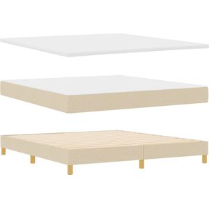 vidaXL - Boxspringbed - met - matras - met - hoofdeinde - Crème - 180 - x - 200 - cm - Stof