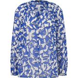 Comma Blousetop met All Over Print Blauw/Wit
