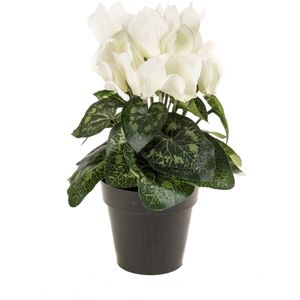 Emerald - Kunstplant Cyclamen 25cm crème in pot - Kunstplant voor binnen