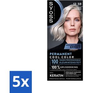 5 x SYOSS - Coloration 12-59 Cool Platinum Blond - Haarverf - Grijsdekking - Vermindert Haarbreuk - Professionele Haarkleuring - Haarmasker - Haarverzorging